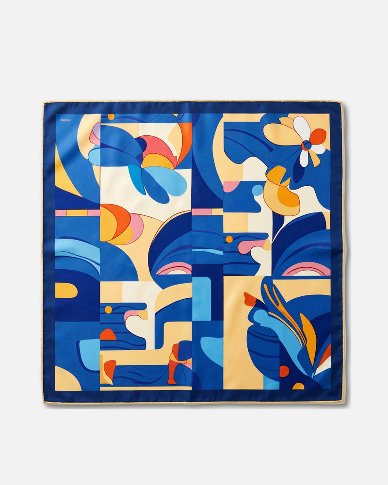 Chroma Aurora - carré de soie 90x90 en twill de soie de mûrier 19 mommes, le carré à plat, motif entier