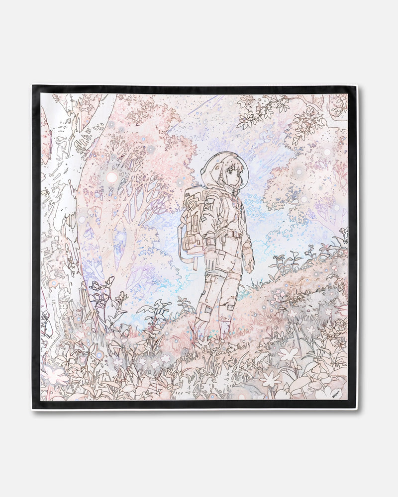 Remanence Silvestre - carré de soie 90x90 en twill de soie de mûrier 19 mommes, le carré à plat, motif entier