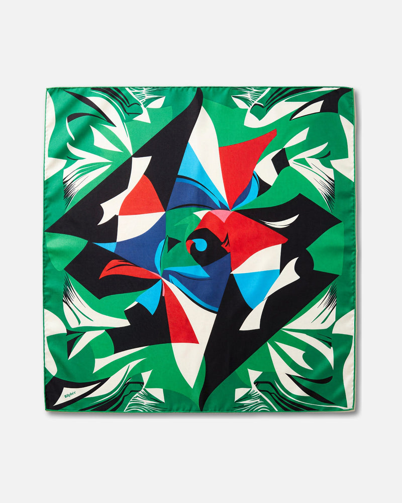 Jungle Beat - carré de soie 90x90 en twill de soie de mûrier 19 mommes, le carré à plat, motif entier