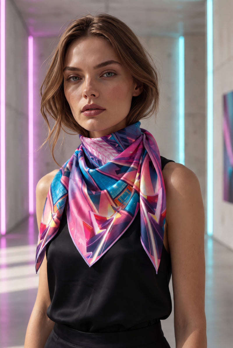 Néon Sanctum noué au cou, gamme magenta