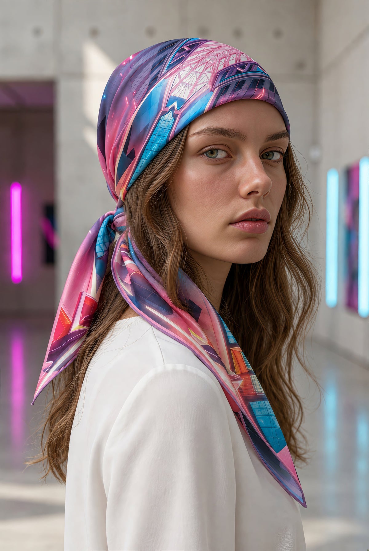 Néon Sanctum en foulard de tête